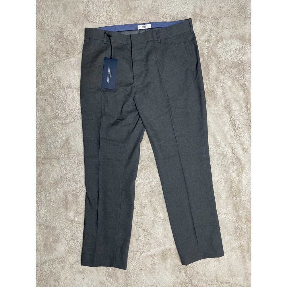 SPOKE London Men Grey Wool Blend Dress Trousers Build A Waist 36 Inseam 28 NWT